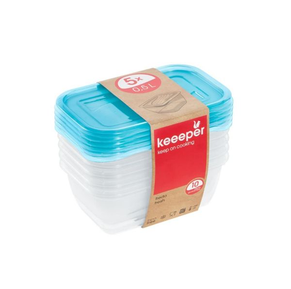 Комплект емкостей Keeeper для СВЧ прямоугольный "Fredo Fresh" (5*0,5л)