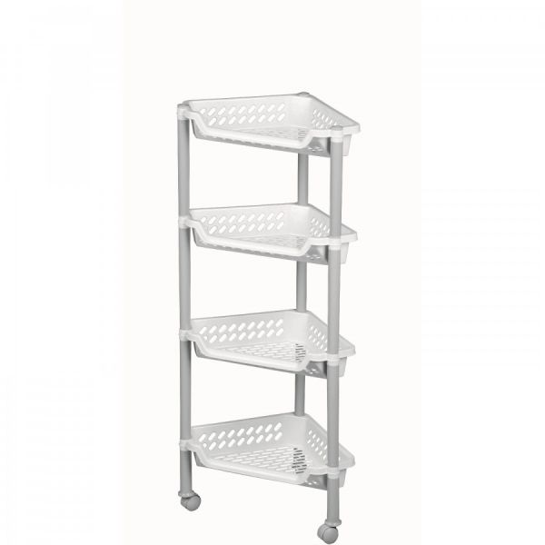 Етажерка Plast Team кутова більша на коліщатках Мармур