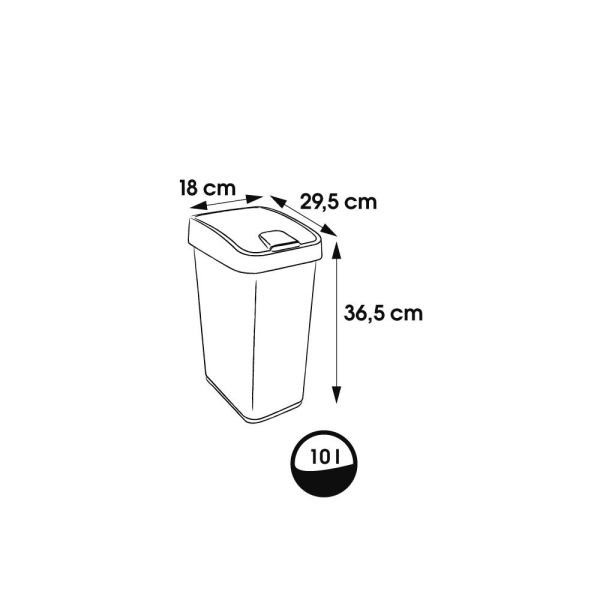 Мусорный контейнер Keeeper "FLIP LID" 10л серебро