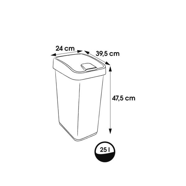 Мусорный контейнер Keeeper "FLIP LID" 25л серебро