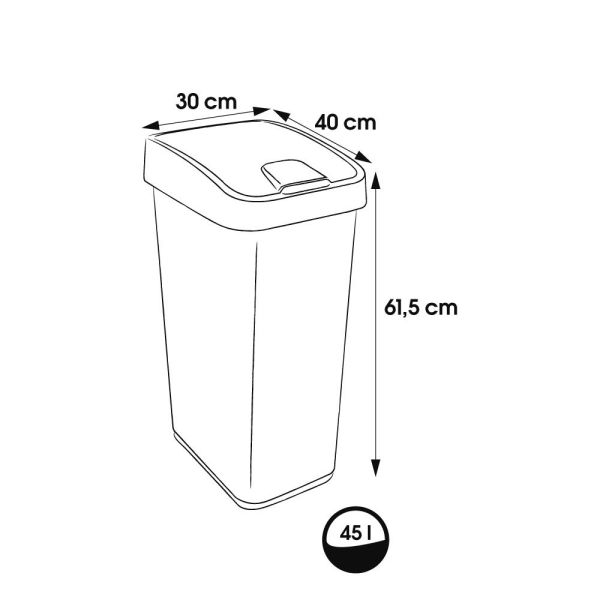 Мусорный контейнер Keeeper "FLIP LID" 45л серебро