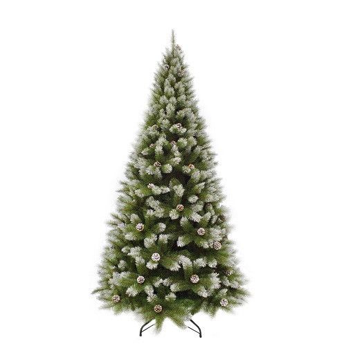 Сосна Pittsburgh 2,30 м зеленая с эффектом покрытия инеем и шишками