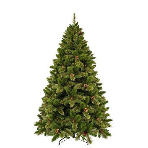 Ель Dewberry 2,30 м зеленая с декоративными шишками и ягодами