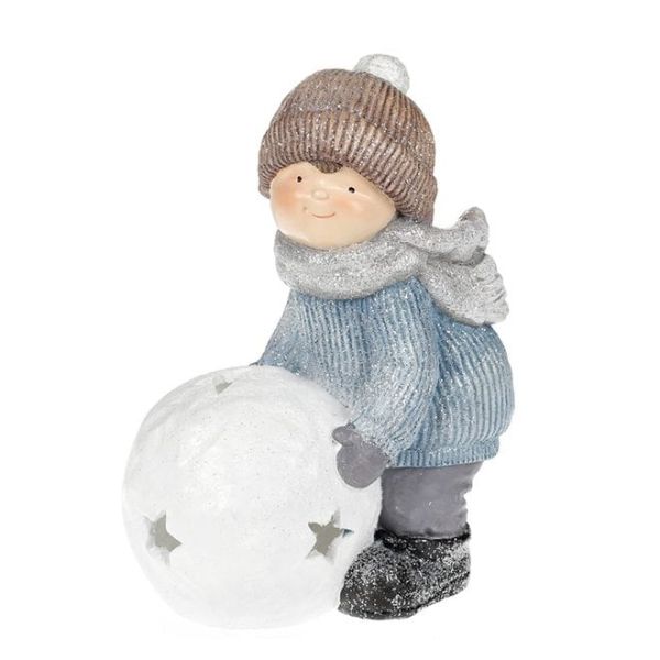 Фигурка новогодняя с LED-подсветкой Мальчик со снежкой 41 см. 11741