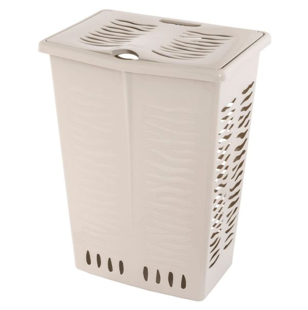Корзина для белья BranQ Зебра 42 л. Кремовая