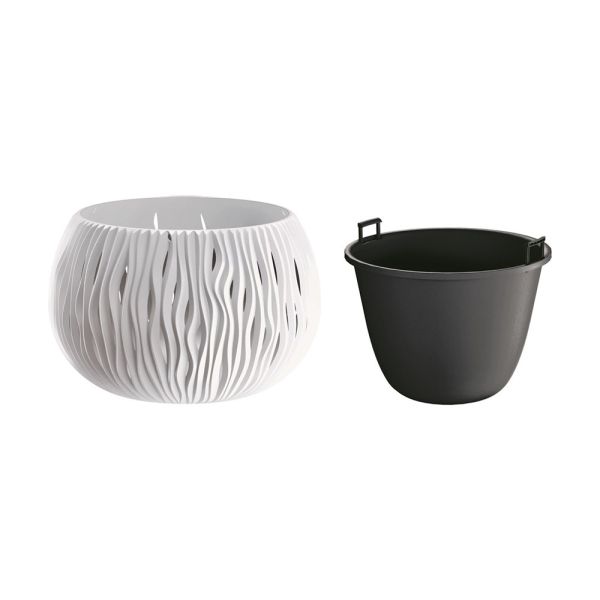Горщик круглий Sandy Bowl із вкладишем, 29см Білий