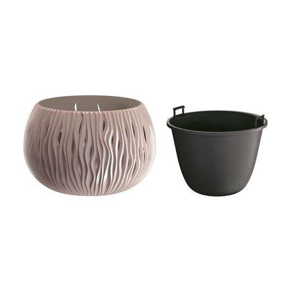 Горщик круглий Sandy Bowl із вкладишем, 29см Мокка