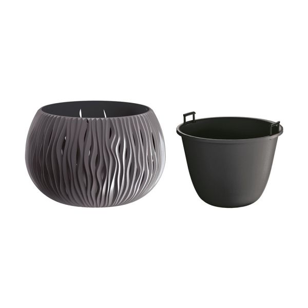 Горщик круглий Sandy Bowl із вкладишем, 29см Антрацит