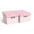 НаНабор картонных ящиков для хранения А4, розовые полосы 2шт