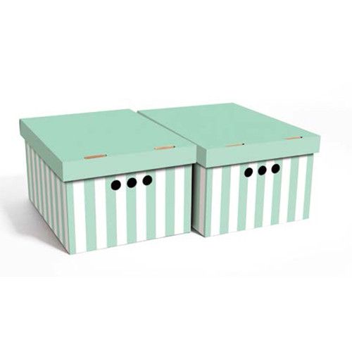 Набір картонних ящиків для зберігання А4, зелені смуги 2шт.