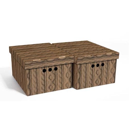 Набір картонних ящиків для зберігання А4, коричневий ажур 2шт