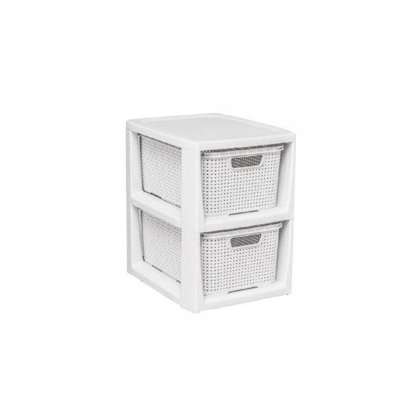 Комод на 2 ящика RATTAN мини Белый