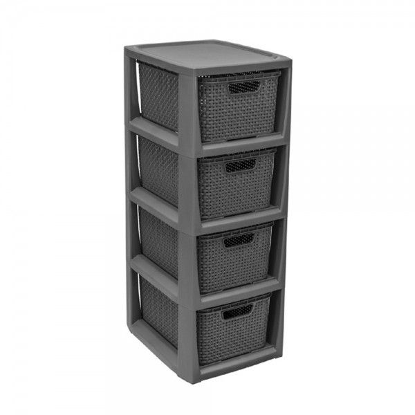 Комод на 4 ящика RATTAN мин Антрацит