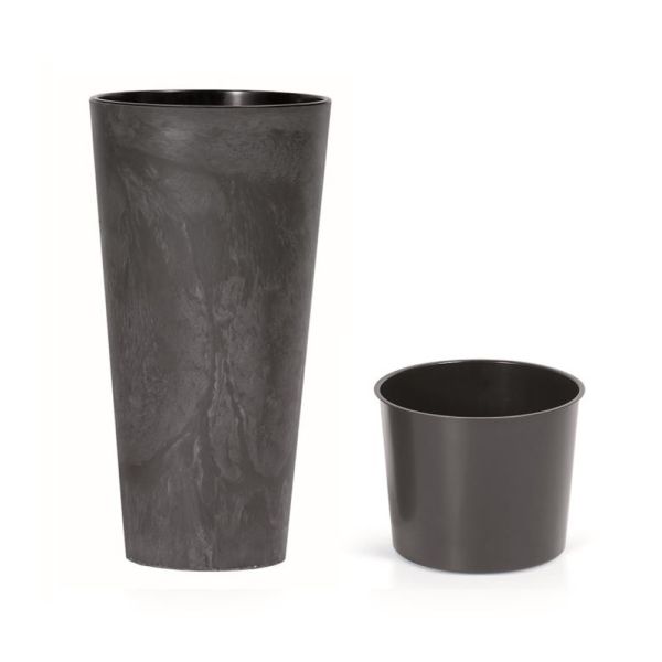Горщик для квітів Tubus Slim Beton Effect 20cm Антрацит мармуровий