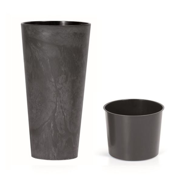 Горщик для квітів Tubus Slim Beton Effect 25cm Антрацит мармуровий
