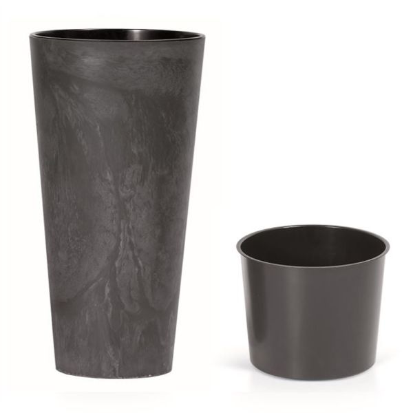 Горщик для квітів Tubus Slim Beton Effect 40cm Антрацит мармуровий