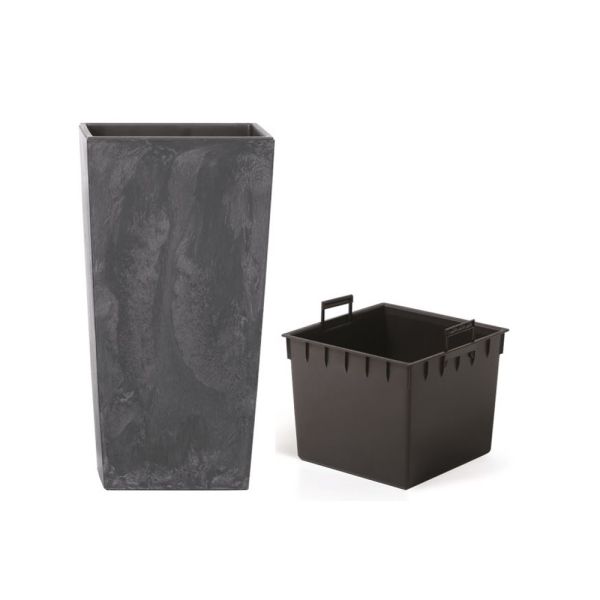 Горщик для квітів Urbi Square Beton Effect 22.5см Антрацит мармуровий