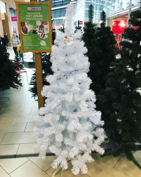 Новогодняя белая искусственная елка ЛЕСНАЯ из плёнки ПВХ 150 см