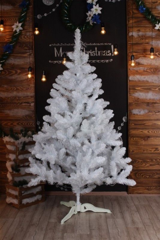 Новогодняя белая искусственная елка из плёнки ПВХ ЛЕСНАЯ 220 см