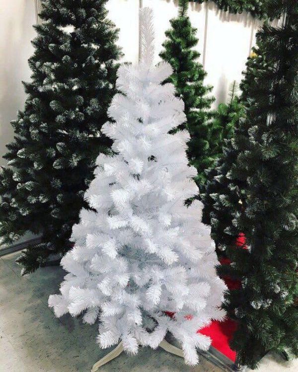 Новогодняя белая искусственная елка ЛЕСНАЯ из ПВХ плёнки 250 см