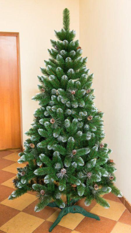 Искусственная елка с шишками КАРПАТСКАЯ с белыми кончиками 210 см