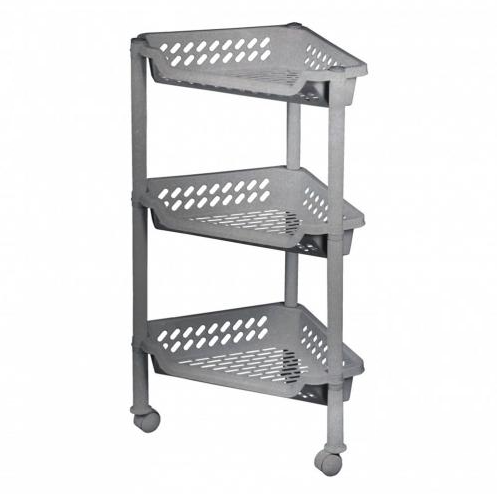 Етажерка Plast Team кутова маленька на коліщатках Срібло