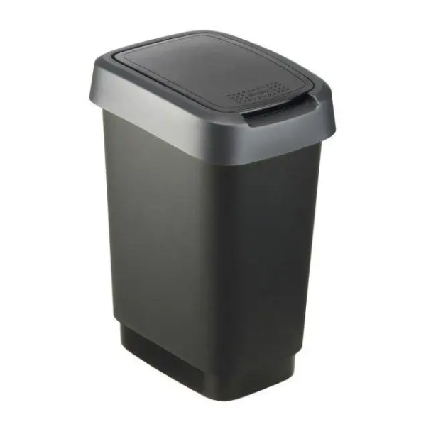 Мусорка свинг 10л TWIST Серый ободок