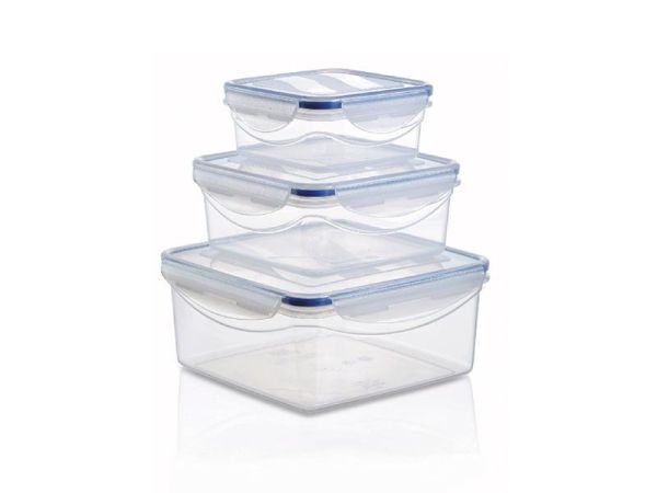 Комплект емкостей вакуумных квадратных CLICK WITH  LOCK 3шт (0,53лх1,2лх2,5л)