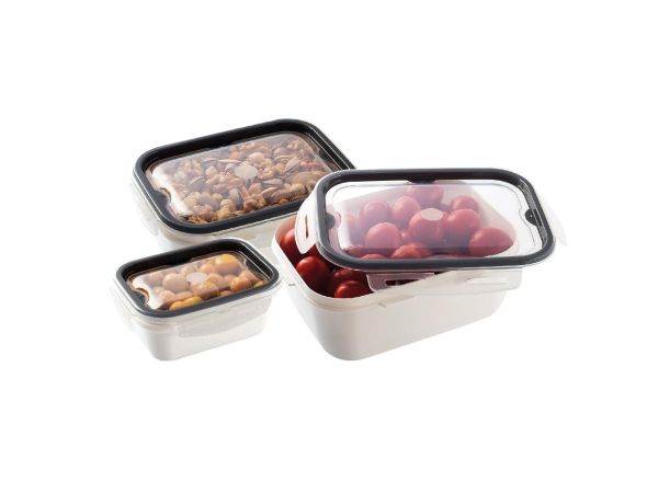 Комплект емкостей вакуумных прямоугольных LOCK  & FIT 3шт (0,45лх1лх2л) Матовый