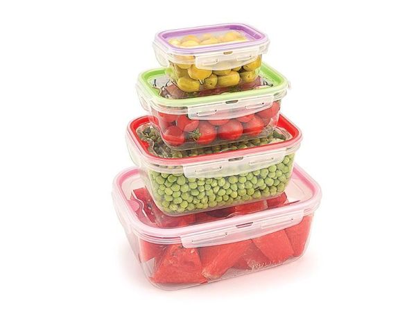 Комплект емкостей вакуумных прямоугольных LOCK  & FIT 4шт (0,45лх1лх2лх4л)