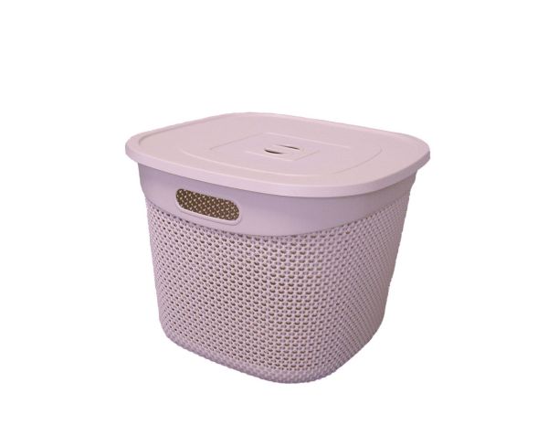 Корзина DROP квадратная с крышкой, 36л Пурпурно-розовый
