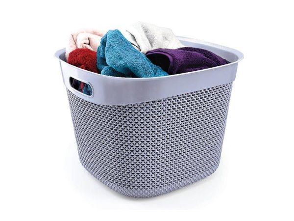 Корзина DROP квадратная, 36л, Серый металлик