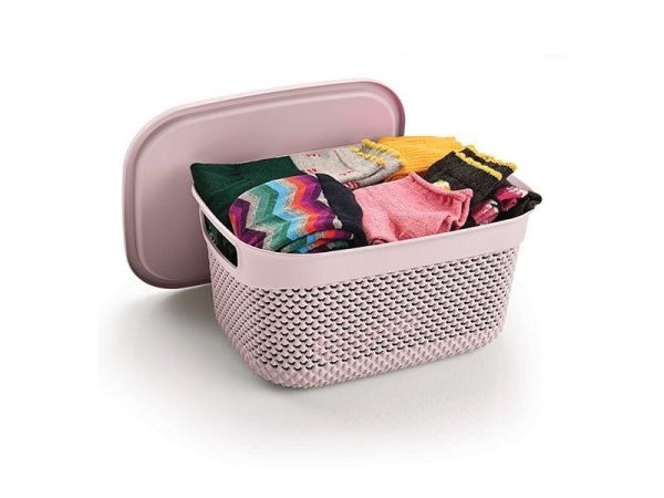 Корзина DROP прямоугольная с крышкой, 6,6л Пурпурно-розовый