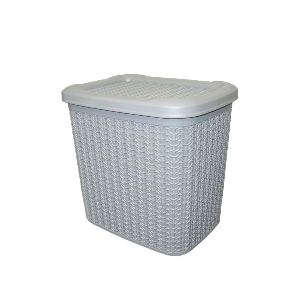 Корзина KNIT прямоугольная с крышкой, 10л Серый металлик