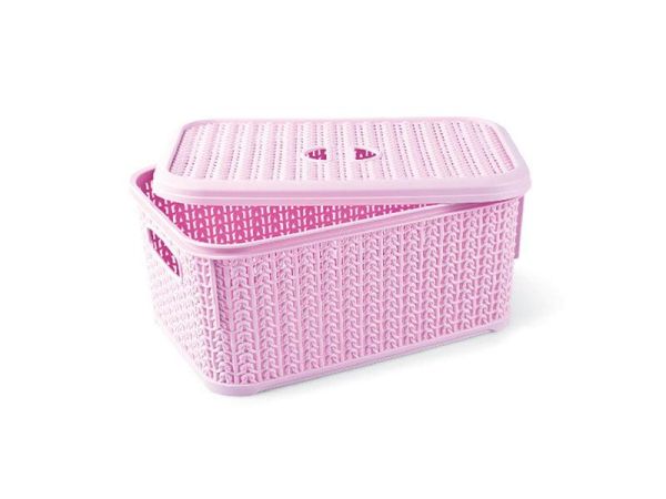 Корзина KNIT прямоугольная с крышкой, 6л Пурпурно-розовый