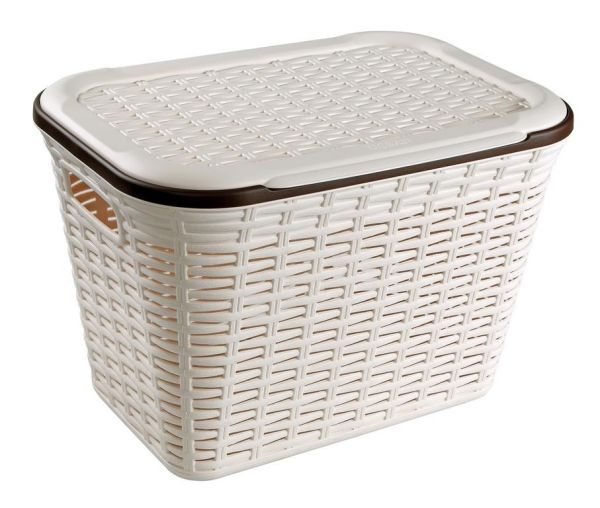 Корзина RATTAN прямоугольная с крышкой, 20л Крем