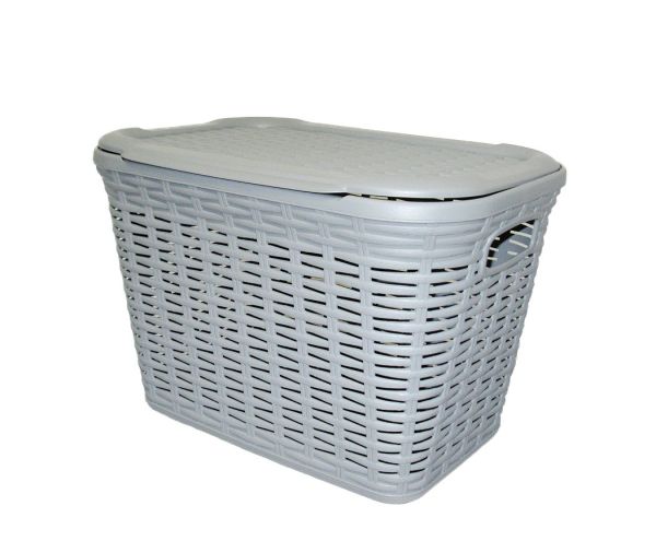 Корзина RATTAN прямоугольная с крышкой, 20л Серый металлик