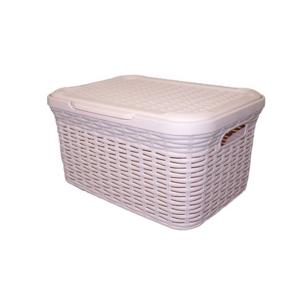 Ящик для хранения RATTAN с крышкой, 27л Пурпурно-розовый