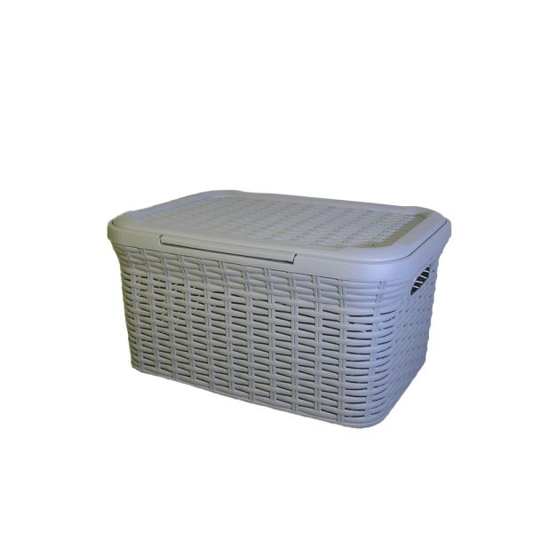 Ящик для хранения RATTAN с крышкой, 27л Серый металлик