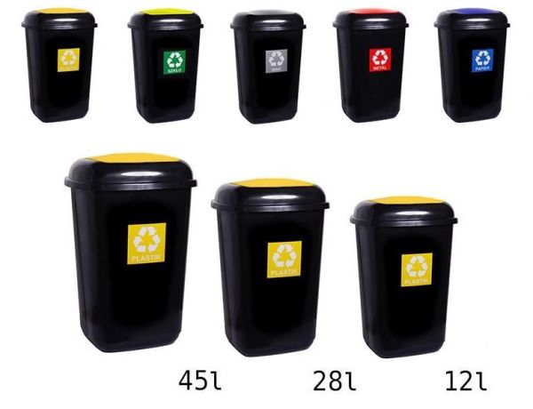 Мусорный бак для сортировки мусора QUATRO BIN  с плавающей крышкой 28 л Зеленый