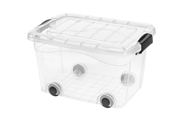 Ящик для зберігання з кришкою на колесах ROLLER BOX 20л Прозорий