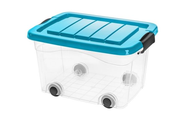 Ящик для зберігання з кришкою на колесах ROLLER BOX 20л Синій