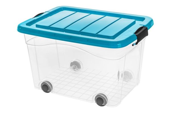 Ящик для зберігання з кришкою на колесах ROLLER BOX 40л Синій
