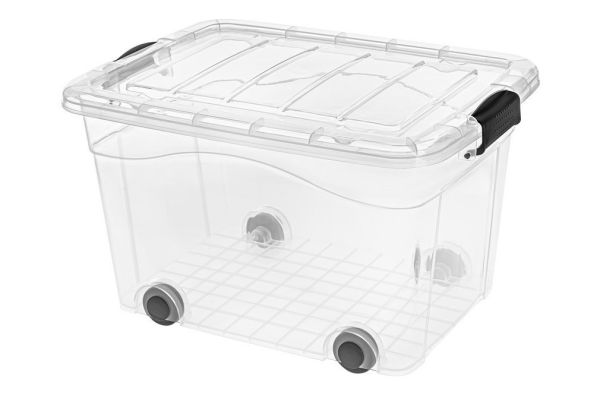 Ящик для зберігання з кришкою на колесах ROLLER BOX 40л Прозорий