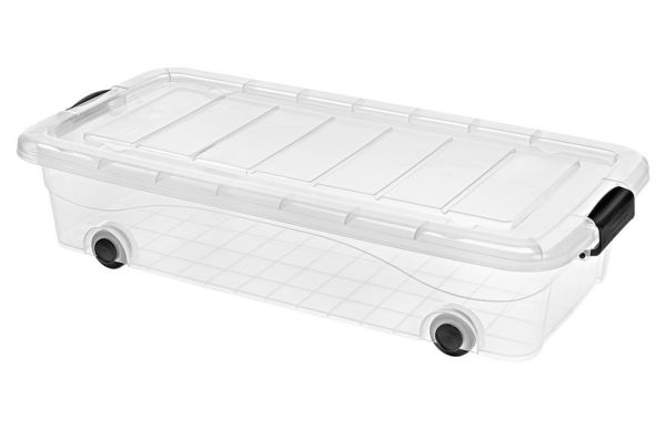 Ящик для зберігання з кришкою на колесах BED ROLLER 30л Прозорий