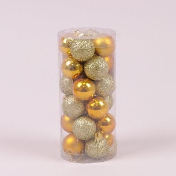 Набор пластиковых золотых новогодних шаров 24 шт. D-3 44667