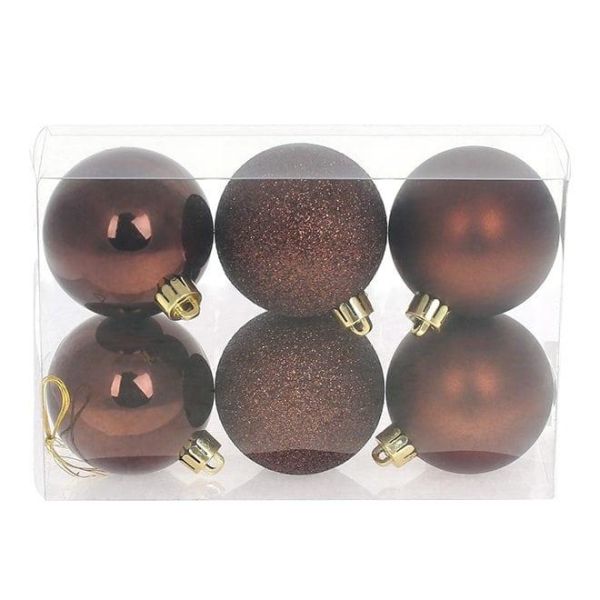 Набор пластиковых новогодних шаров 6 шт. D-6 см. 12446