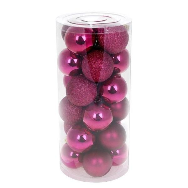 Набор пластиковых новогодних шаров 24 шт. D-6 см 12438