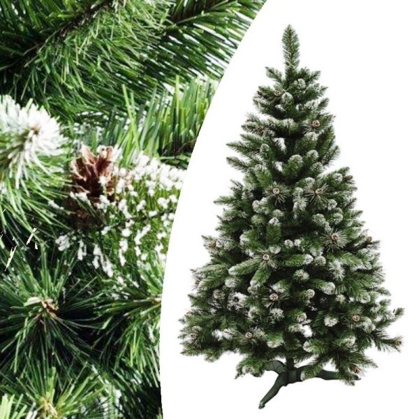 Искусственная елка с шишками КАРПАТСКАЯ с белыми кончиками 210 см