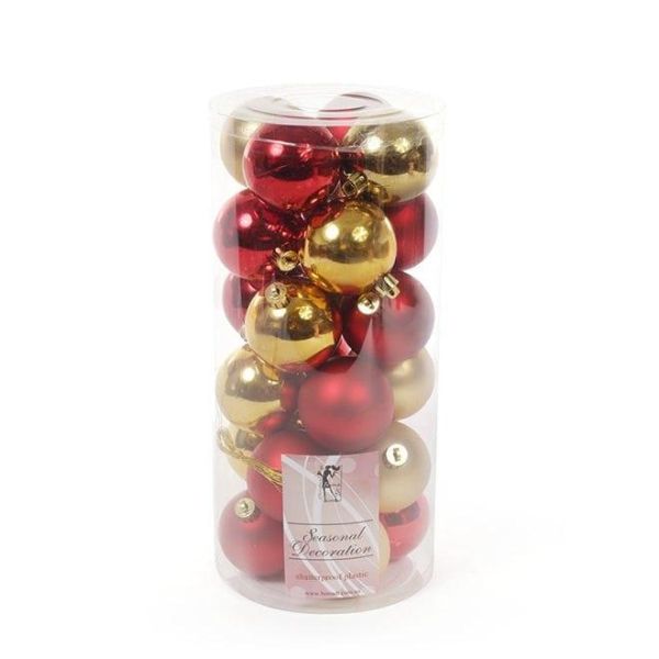 Набор пластиковых новогодних шаров Микс 24 шт. D-6 см. 11639